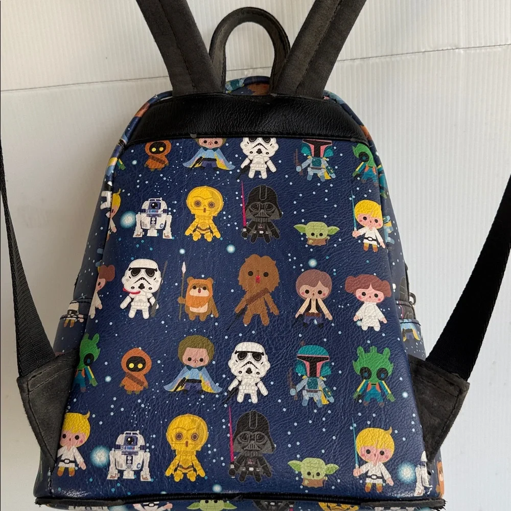 LOUNGEFLY STAR WARS CHIBI CHARACTER PRINT MINI BACKPACK R2-D2 C3PO LUKE EWOK